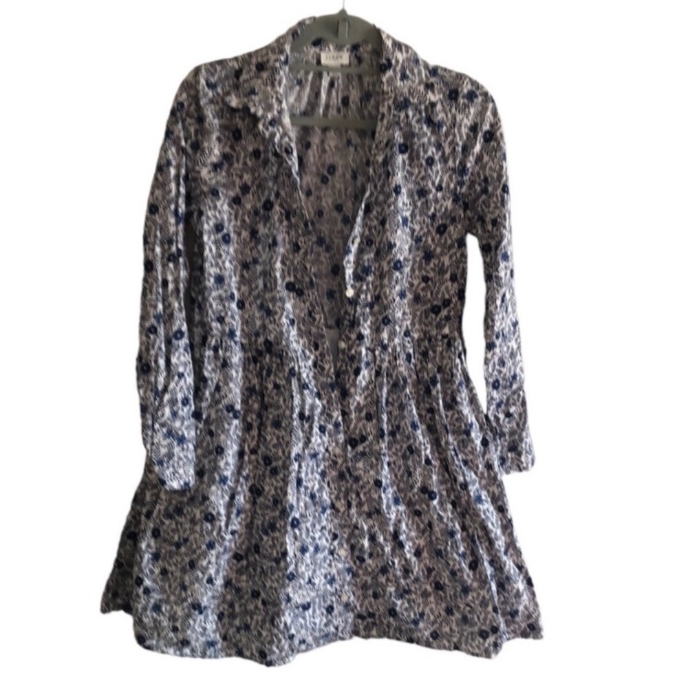 J. Crew Cotton Dainty Floral Smocked DROP  WAIST Mini Flare Dress Size 2